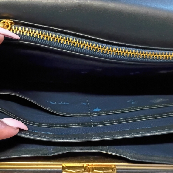 Vintage Yves Saint Laurent Croc Embossed Convertible Wallet Clutch w/ Gold Chain - Picture 14 of 14